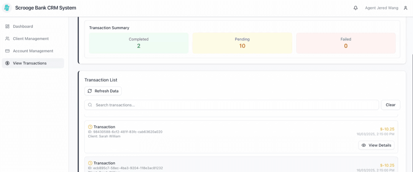 Scrooge Bank CRM